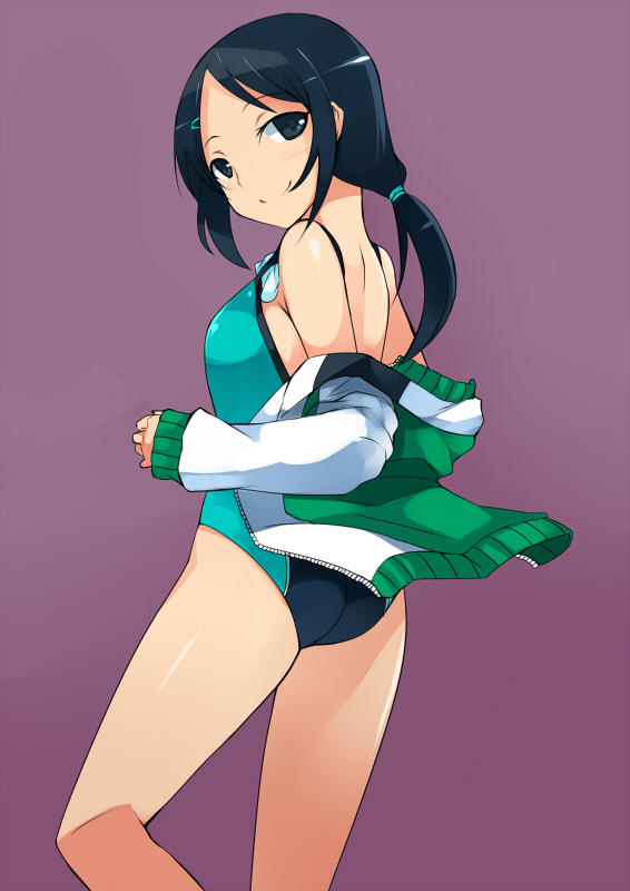 10s, 1girl, aoki_kei, bikini, black_eyes, black_hair, blush, breasts