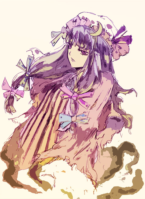 1girl, bad_id, bad_pixiv_id, bow, female_focus, hair_ribbon, hat, long_hair