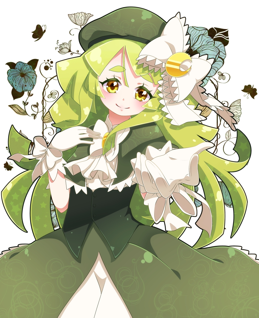 10s, 1girl, absurdres, bow, crescent, dress, female_focus, flower