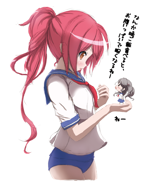 10s, 1girl, 2girls, 61cm_quintuple_(oxygen)_torpedo_mount, fairy_(kancolle), i-168_(kancolle), kantai_collection, long_hair