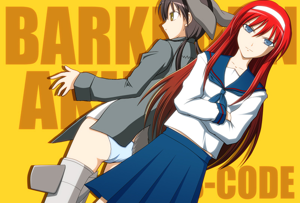 00s, brown_hair, gertrud_barkhorn, long_hair, mako_(artist), panties, red_hair, school_uniform
