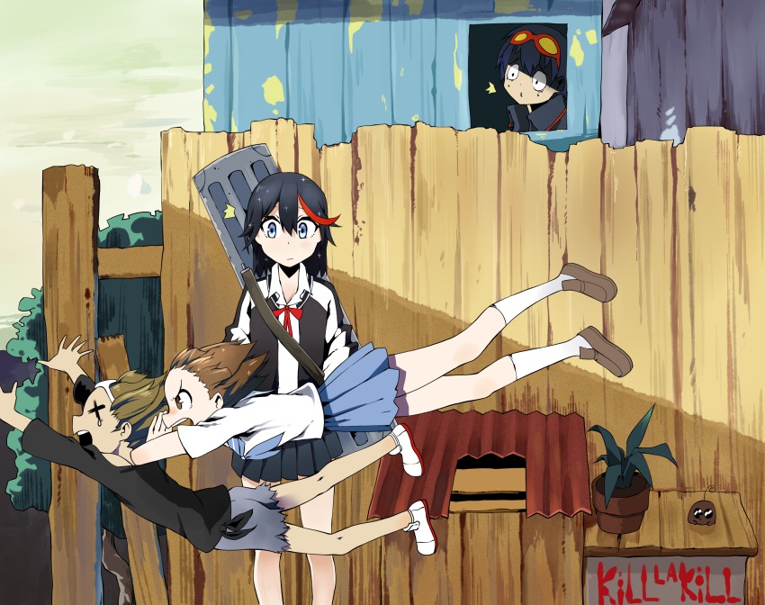 00s, 10s, 2boys, 2girls, absurdres, age_difference, angry, black_hair