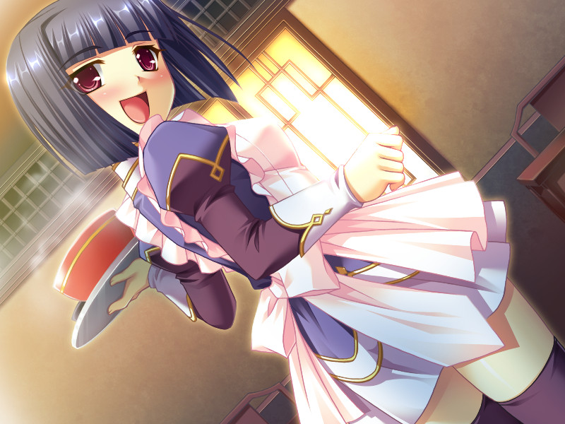 1girl, game_cg, ganryou_(koihime_musou), katagiri_hinata, koihime_musou, maid, red_eyes, saeki_hokuto