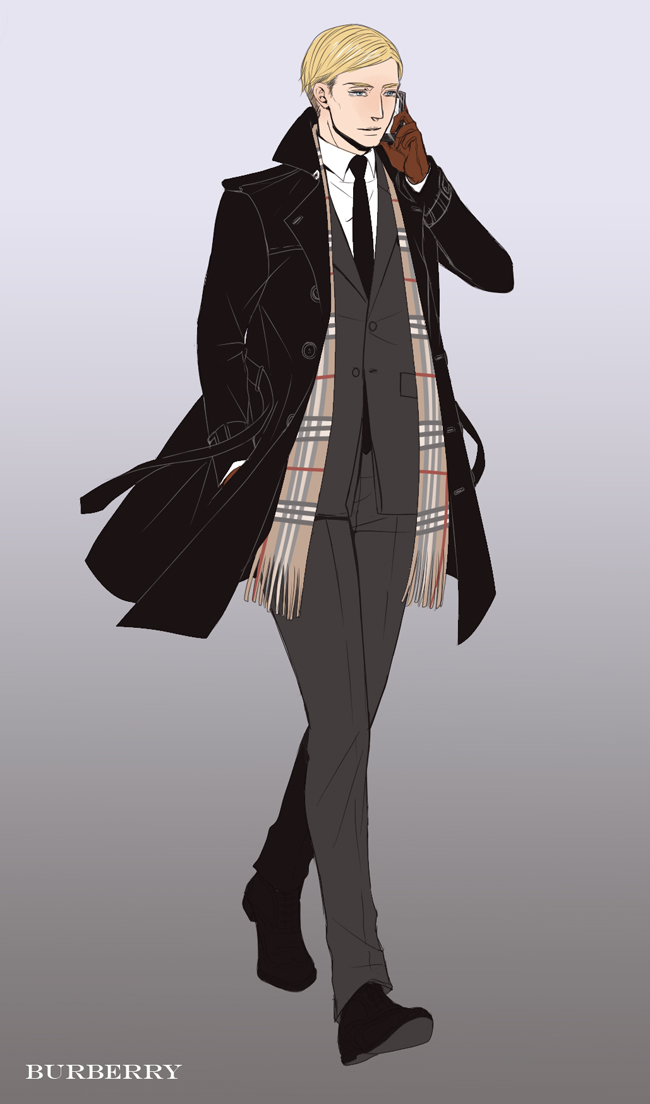 1boy, alternate_costume, blonde_hair, cellphone, co, coat, contemporary, erwin_smith