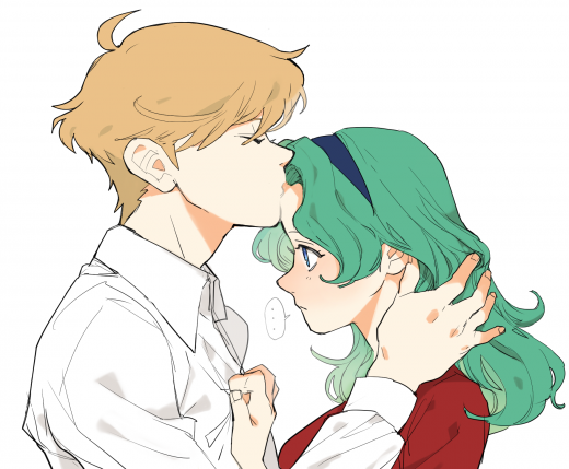 ..., 1990s_(style), 2girls, androgynous, aqua_hair, arutera, bad_id, bad_pixiv_id