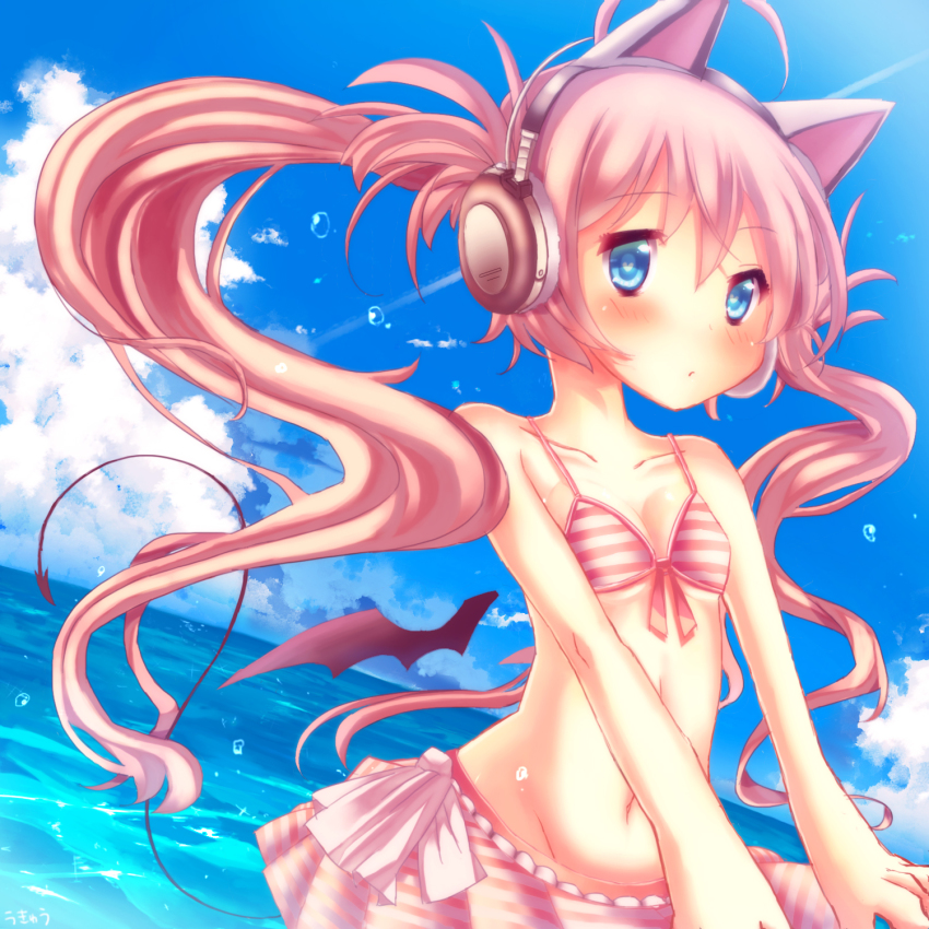 1girl, ahoge, animal_ears, bad_id, bad_pixiv_id, bemani, blue_eyes, blush