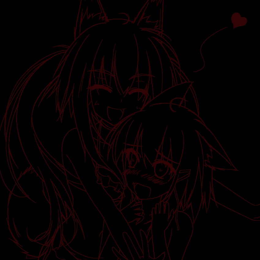 2girls, absurdres, animal_ears, blush, breast_press, brown_hair, closed_eyes, collarbone