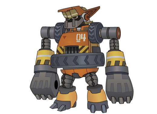 3d, animated, animated_gif, food, fruit, janimator0, mighty_no._9, no_humans, non-humanoid_robot, orange_(fruit), robot, seismic_(mighty_no._9), simple_background, unused_tire, white_background