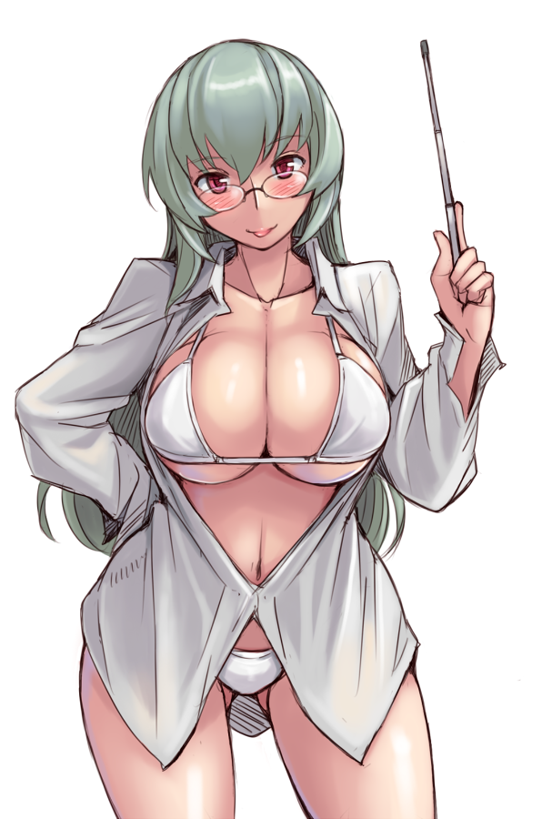 1girl, bikini, blush, breasts, cleavage, contrapposto, dress_shirt, female_focus