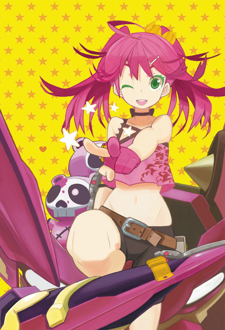 10s, 1girl, bare_shoulders, belt, belt_skirt, bike_shorts, female_focus, fingerless_gloves