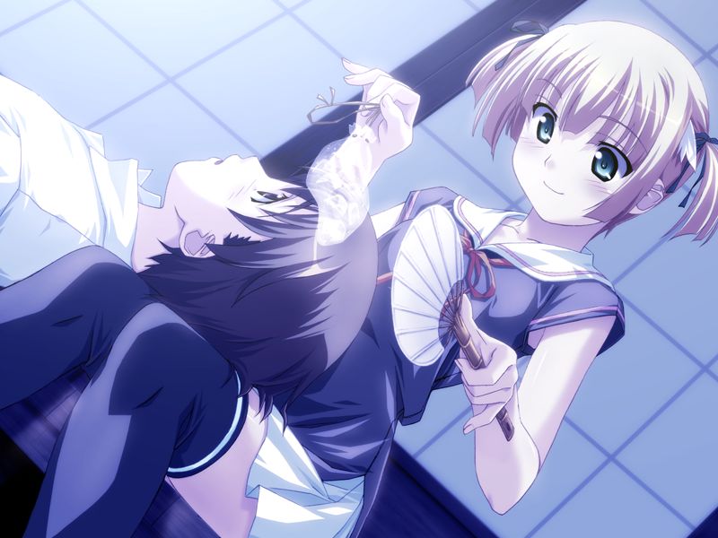 00s, 1boy, 1girl, dutch_angle, front_wing, frontwing, kuuchuu_yousai, lap_pillow