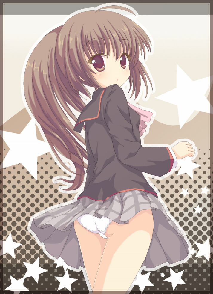 1girl, ass, bad_id, bad_pixiv_id, brown_eyes, brown_hair, female_focus, francis_de_lariatte