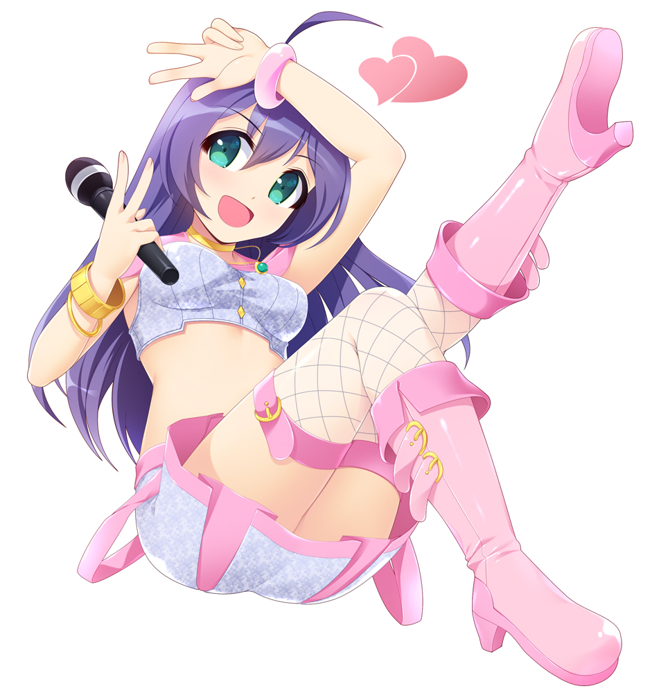 10s, 1girl, :d, ahoge, aqua_eyes, blue_hair, blush, boots