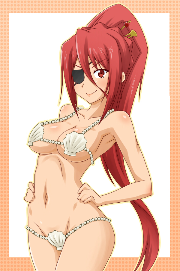 10s, 1girl, armpits, bikini, breasts, eyepatch, female_focus, goriate