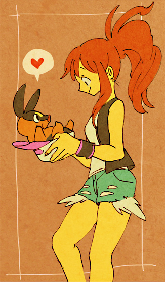 10s, 1girl, baseball_cap, brown_hair, denim, denim_shorts, gen_5_pokemon, hat