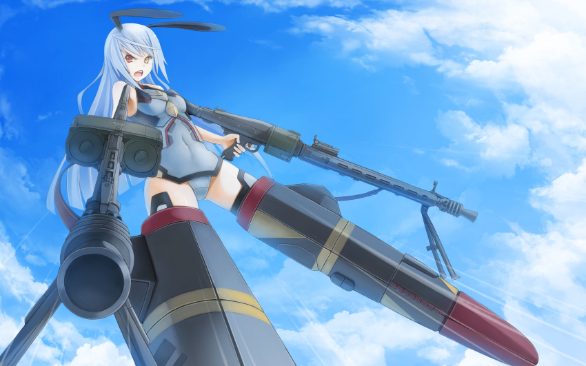 >:o, 1girl, :o, ahoge, aiming, aiming_at_viewer, angry, animal_ears