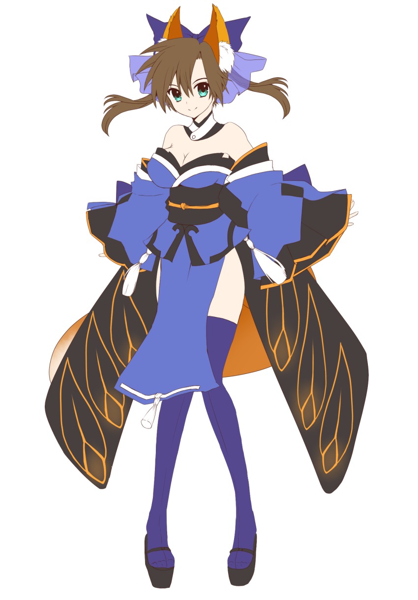 10s, 1girl, aji_paba, animal_ears, breasts, brown_hair, cleavage, cosplay