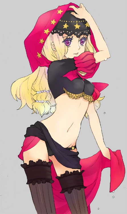 bad_id, bad_pixiv_id, blonde_hair, kiguchi_(aprico), navel, odin_sphere, purple_eyes, solo