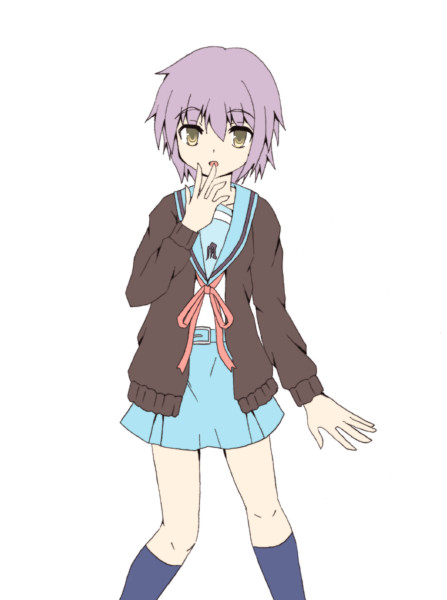 00s, cardigan, hinagi_hiyaya, nagato_yuki, school_uniform, serafuku, short_hair, solo