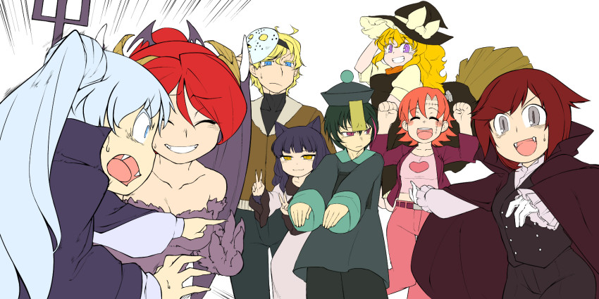 2boys, 6+girls, :3, animal_ears, bad_id, bad_pixiv_id, black_hair, blake_belladonna