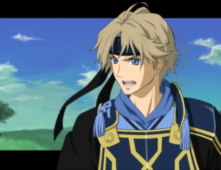 1boy, armor, blonde_hair, blue_eyes, forehead_protector, gensou_suikoden, gensou_suikoden_tierkreis, headband, headdress, konami, lowres, male_focus, roberto_(suikoden), solo