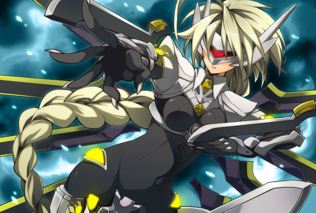 blade, blazblue, blazblue:_continuum_shift, blonde_hair, bodysuit, floating_sword, floating_weapon, lambda-11