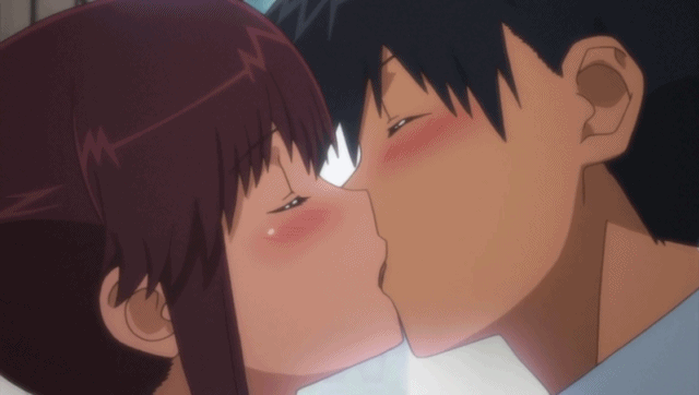 1boy, 1girl, animated, animated_gif, anime_screenshot, blush, brother_and_sister, closed_eyes, hetero, incest, inseki11, kiss, kissxsis, lowres, siblings, step-siblings, stepbrother_and_stepsister, stepsiblings, suminoe_keita, suminoe_riko