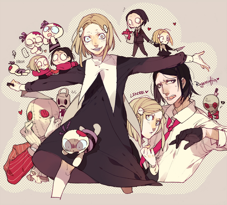 ..., 1boy, 1girl, ^^^, bad_id, bad_pixiv_id, black_dress, black_hair