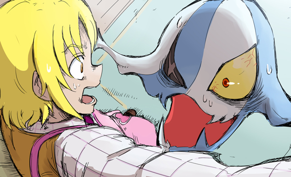 1boy, blonde_hair, dokidoki!_precure, hat, kill_la_kill, nikukyuu-man, okada_joe, open_mouth