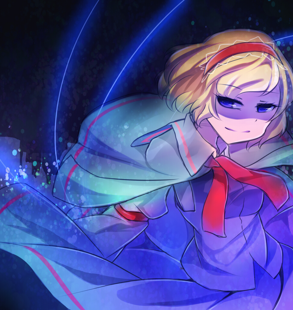 1girl, alice_margatroid, bad_id, bad_pixiv_id, blonde_hair, blue_eyes, capelet, female_focus