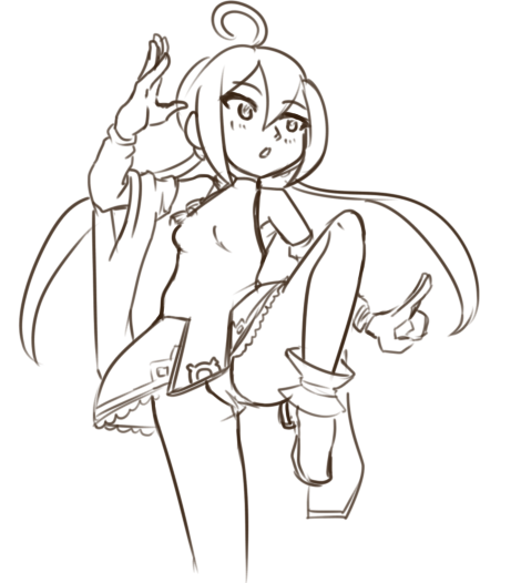 1girl, ahoge, ankle_boots, bad_id, bad_tumblr_id, bare_legs, boots, breasts