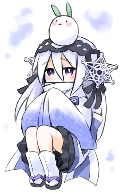 1girl, blush, duel_monster, female_focus, ghostrick_yuki-onna, hairband, hexagram, kugelschreiber