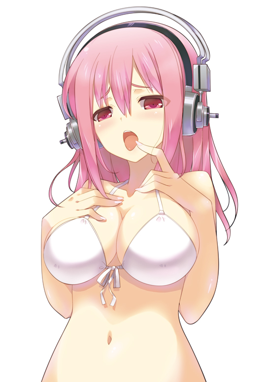 1girl, bikini, bikini_top_only, blush, breasts, cleavage, dasoku_sentarou, female_focus