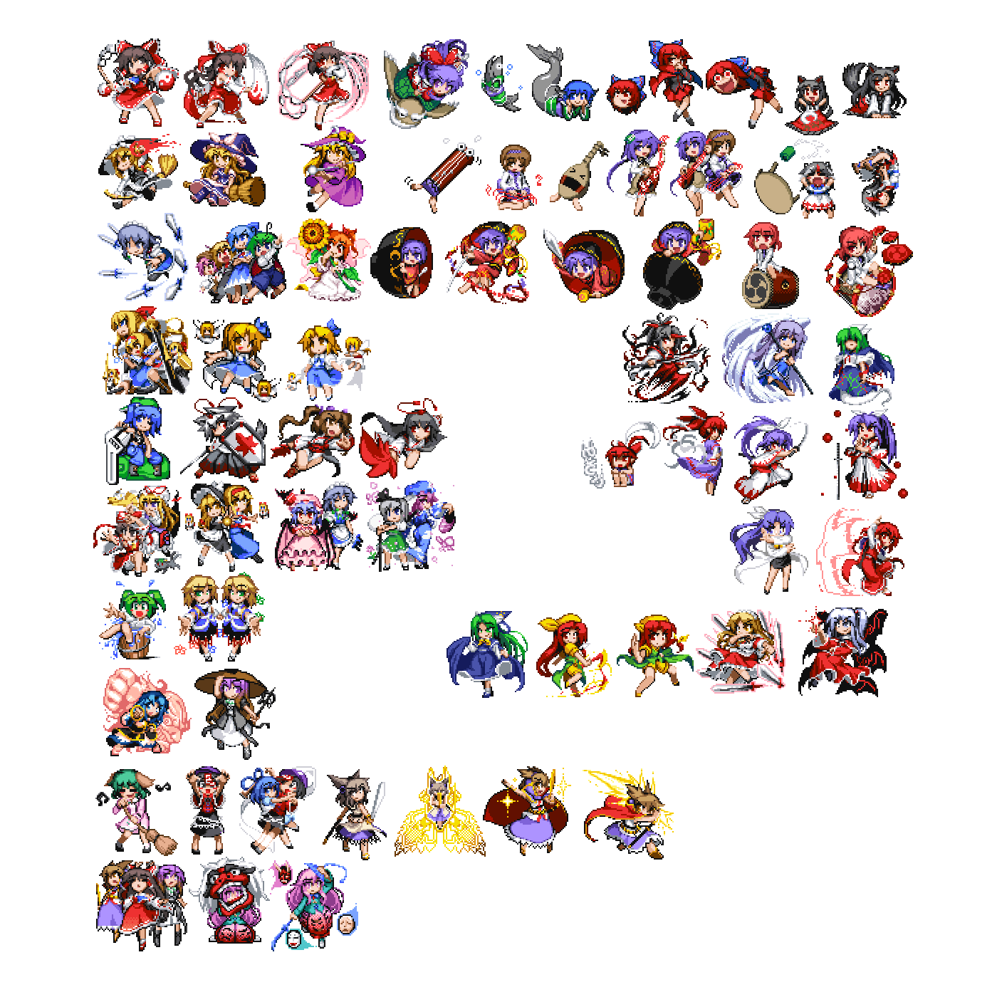 >_<, 6+girls, ajirogasa, alice_margatroid, alice_margatroid_(pc-98), animal_ears, asakura_rikako, backpack