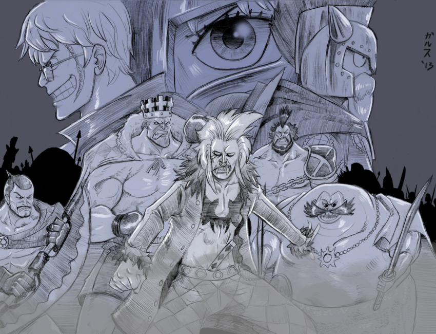 10s, 2013, 6+boys, abs, armor, bald, bartolomeo, beard