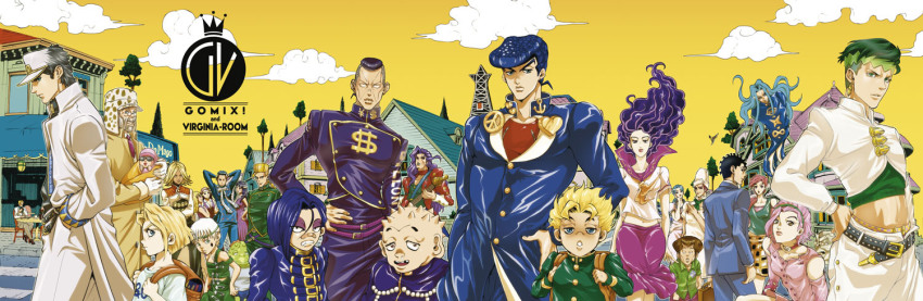 6+boys, 6+girls, artist_collaboration, bad_id, bad_pixiv_id, black_hair, blonde_hair, blue_hair