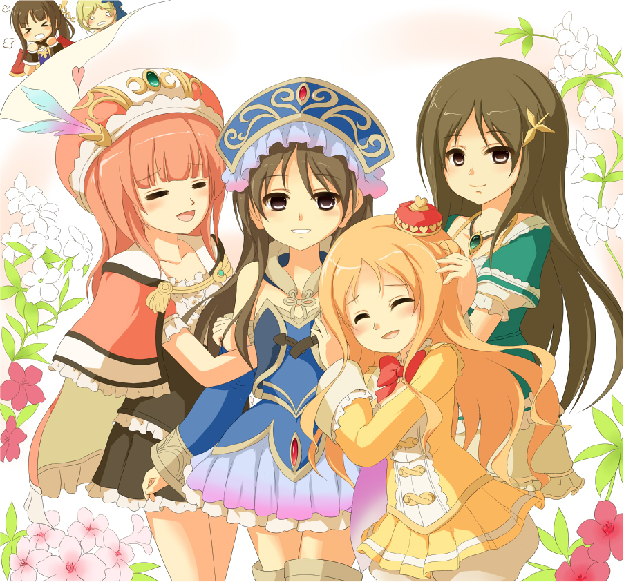 >_<, 6+girls, =_=, annoyed, aose_saratoga, arm_hug, atelier_(series), atelier_meruru