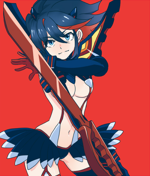 10s, 1girl, blue_eyes, breasts, female_focus, kill_la_kill, m_0506, matoi_ryuuko