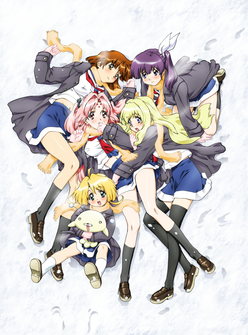 00s, 6+girls, absurdres, ahoge, blonde_hair, blush, breasts, brown_eyes