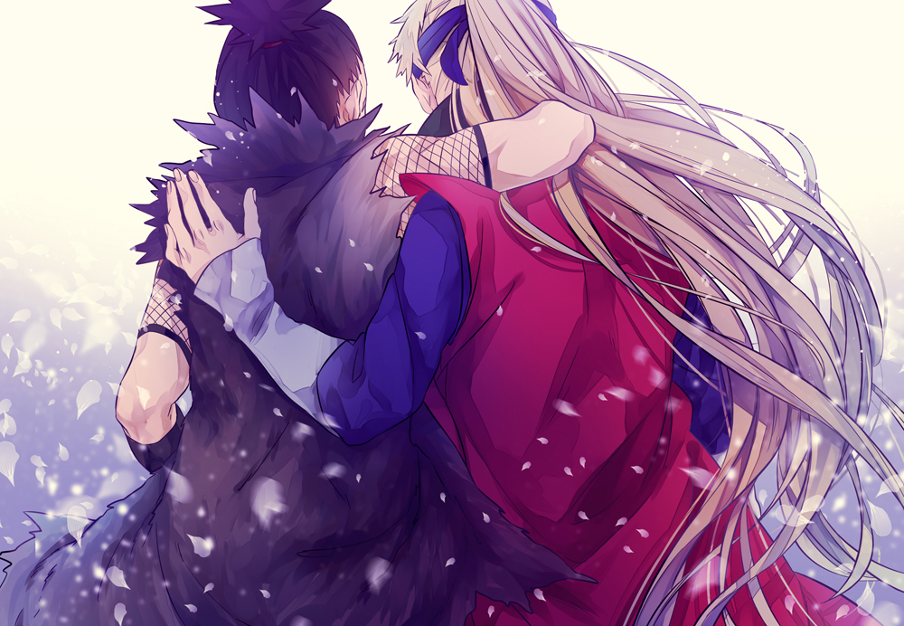 2boys, back, blonde_hair, from_behind, long_hair, male_focus, multiple_boys, nara_shikaku