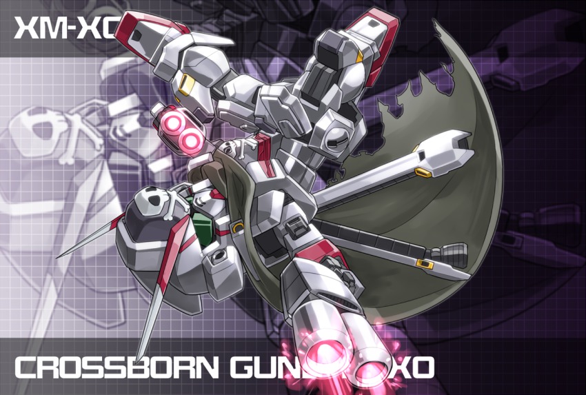 beam_rifle, character_name, chibi, cloak, crossbone_gundam_ghost, crossbone_gundam_x-0, dual_wielding, energy_gun