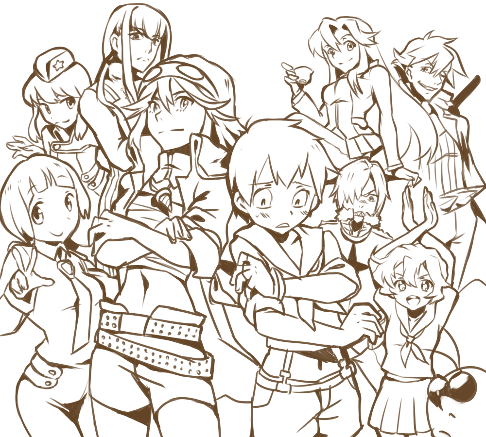 6+girls, boota_(ttgl), cosplay, costume_switch, creator_connection, crossover, darry_adai, darry_adai_(cosplay)