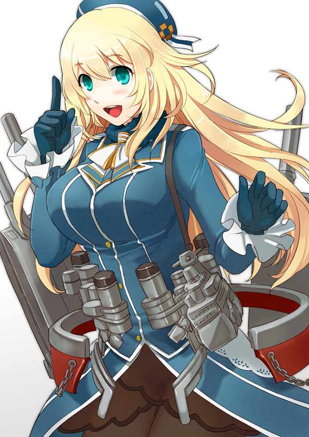 10s, 1girl, atago_(kancolle), black_gloves, black_pantyhose, blonde_hair, blush, breasts