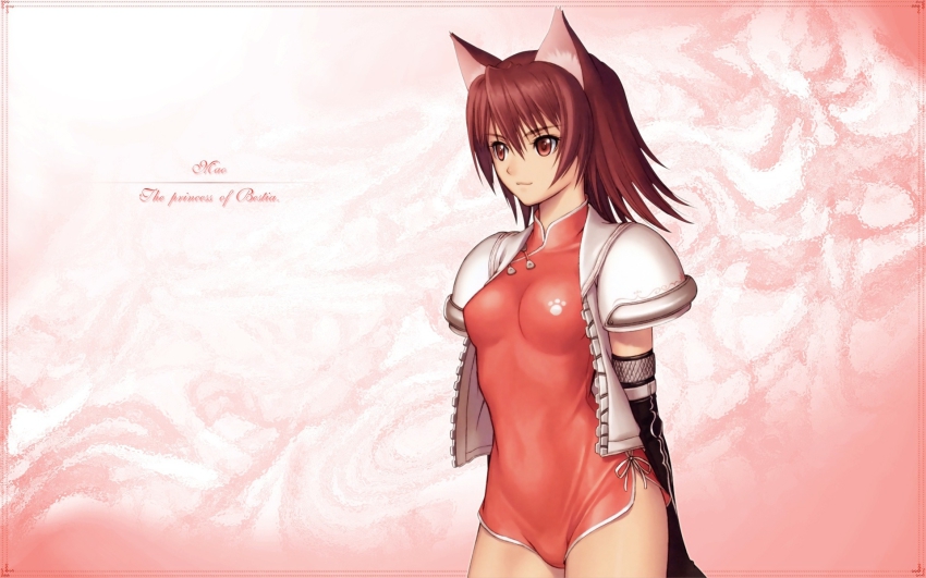 00s, animal_ears, breasts, brown_eyes, brown_hair, cat_ears, elbow_gloves, gloves