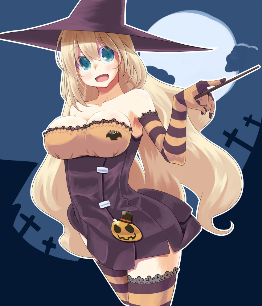 10s, 1girl, atago_(kancolle), bat_(animal), blonde_hair, blue_eyes, breasts, elbow_gloves