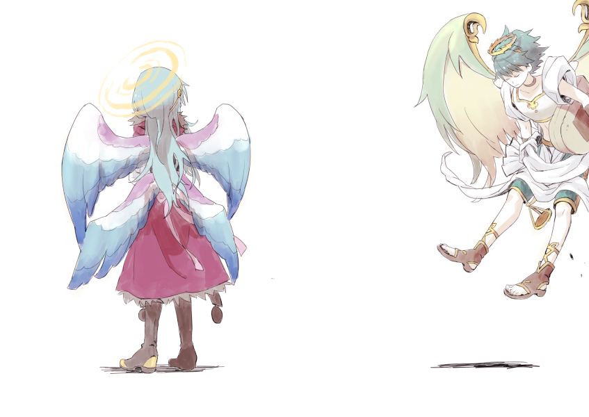 2boys, angel, archangel_gabriel_(p&amp;d), archangel_michael_(p&amp;d), bad_id, bad_pixiv_id, blue_hair, gabriel_(p&amp;d)