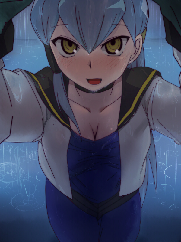 10s, 1girl, blue_hair, blush, breasts, cardfight!!_vanguard, cleavage, female_focus