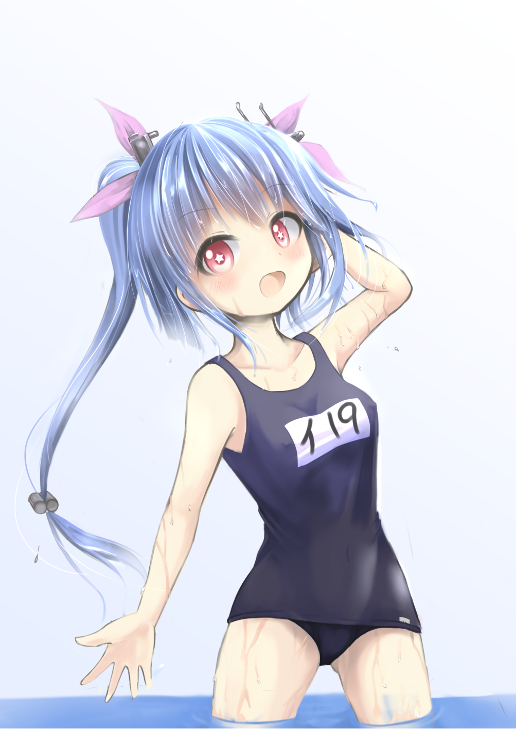 10s, 1girl, bad_id, bad_pixiv_id, blue_hair, highres, i-19_(kancolle), kantai_collection