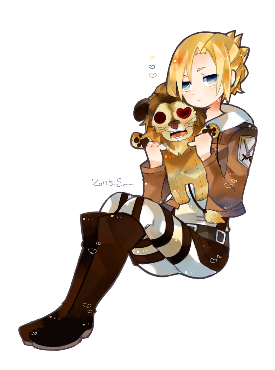 1girl, annie_leonhart, bad_id, bad_pixiv_id, blonde_hair, emblem, female_focus, highres