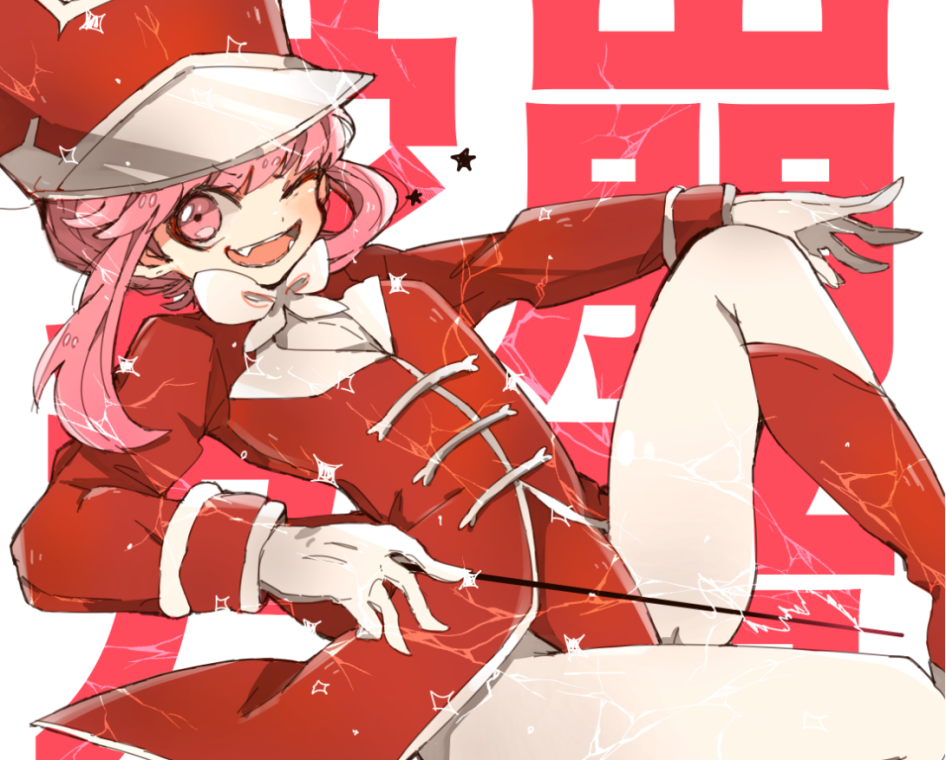 10s, 1girl, baton, conductor_baton, female_focus, gloves, hat, jakuzure_nonon